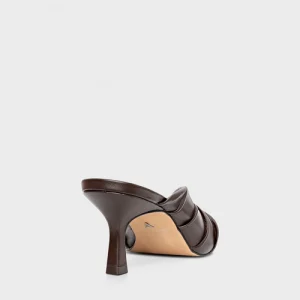 OPEN MULE TWIST SALTO FINO COURO MARROM DARK BROWN - CARRANO