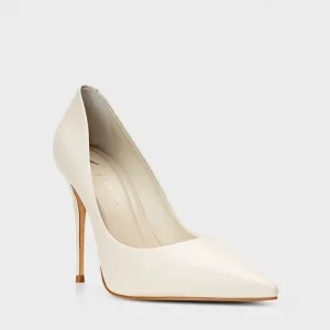 SCARPIN LORETTA SALTO FINO COURO OFF WHITE LAIT - CARRANO