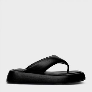 FLAT PAPETE THONG COURO PRETO - CARRANO